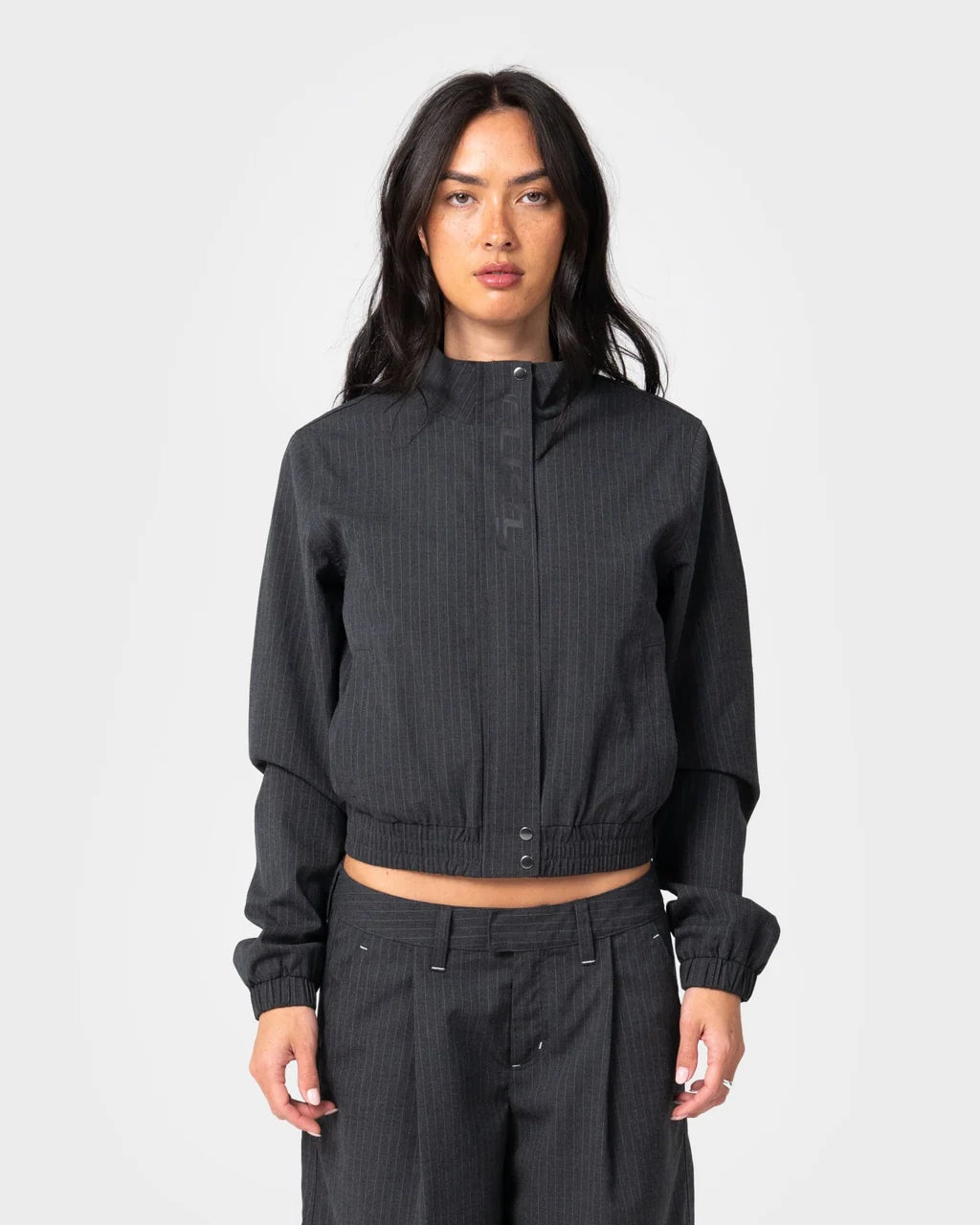 Rusty - Road Rage Hardstyle Funnel Neck Jacket | Coal Pinstripe