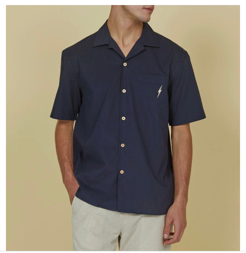 Bolt Hawaiian model short sleeve navy shirt Married to the Sea Surf Shop Married to the Sea Surf Shop