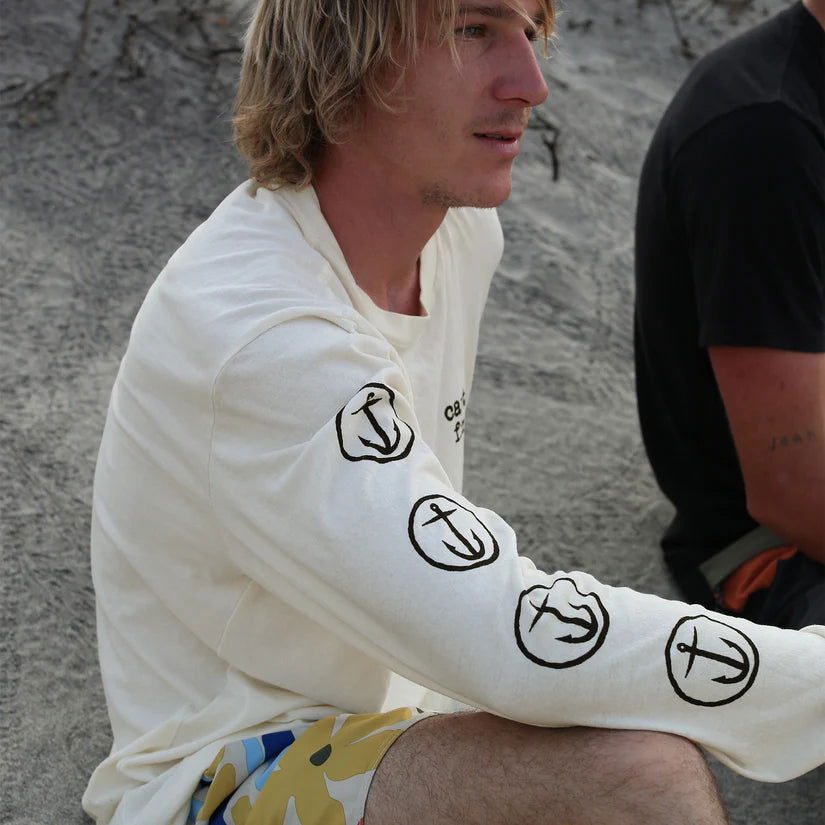 Captain Fin - Anchor Tee Long Sleeve | Vintage White -  - Married to the Sea Surf Shop - 