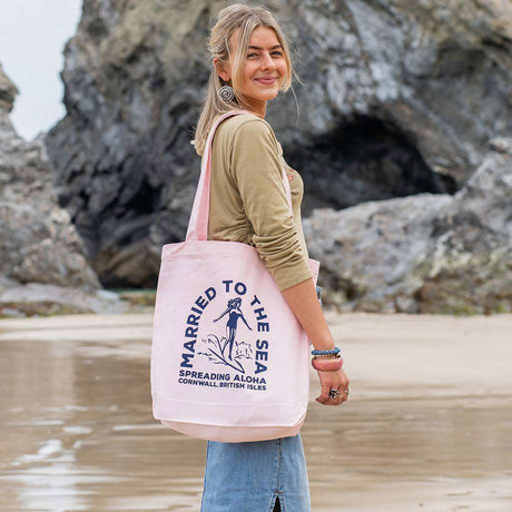 Classic Surfer Girl Tote Bag | Baby Pink -  - Married to the Sea Surf Shop - 