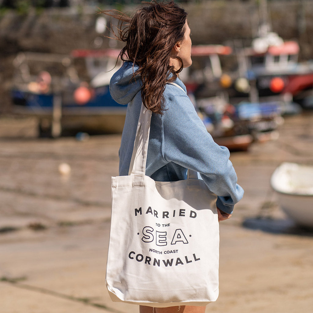 College Tote Bag - Natural Married to the Sea Surf Shop Married to the Sea
