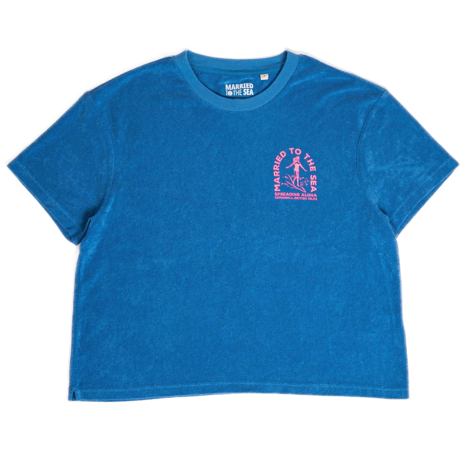 Surfer Girl Terry Towel T-Shirt | Riviera Blue