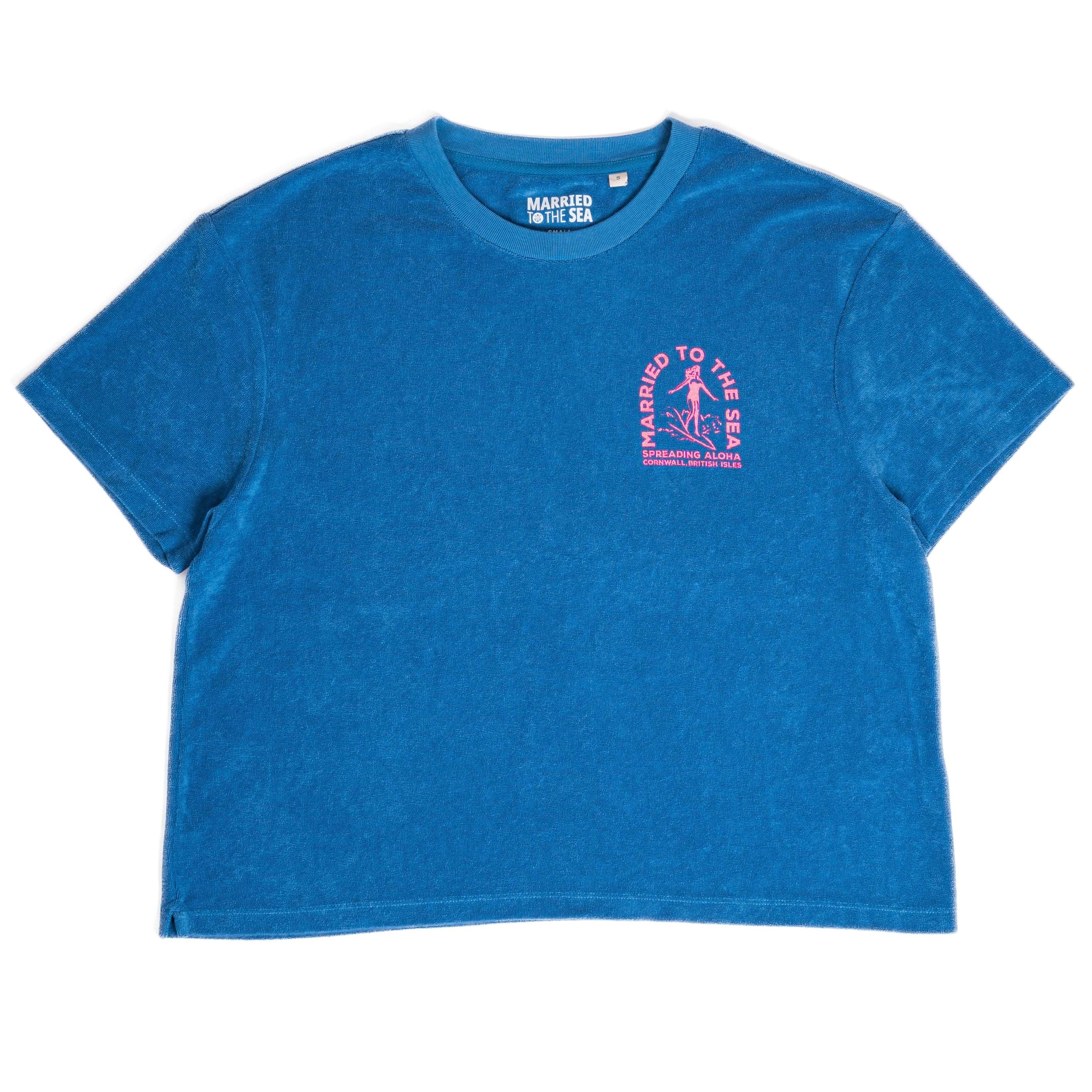 Surfer Girl Terry Towel T-Shirt | Riviera Blue