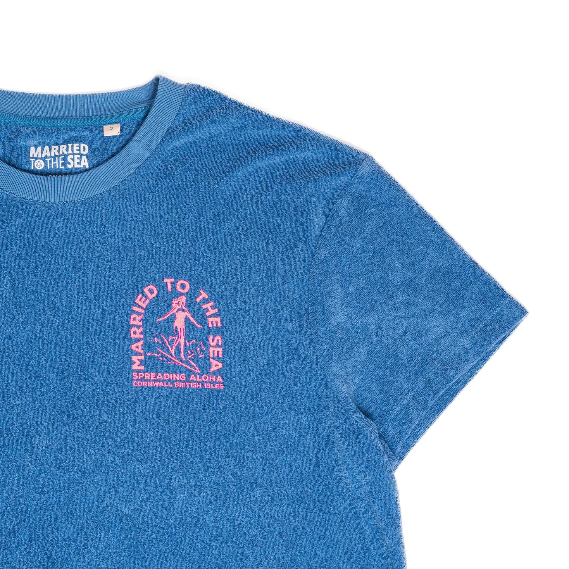 Surfer Girl Terry Towel T-Shirt | Riviera Blue