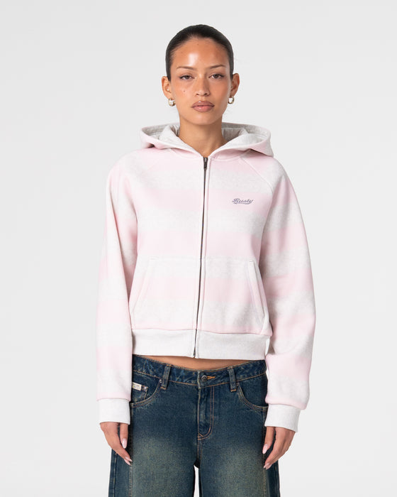 Rusty - G6 Cropped Zip Thru Hooded Fleece | Ecru Marle/Pink