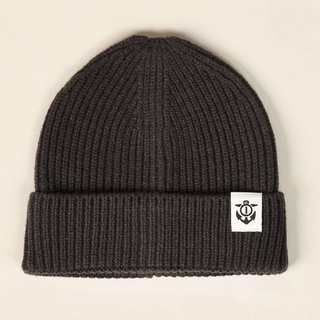 Anchor Label Ribbed Knit Beanie - Graphite Grey | Married to the Sea