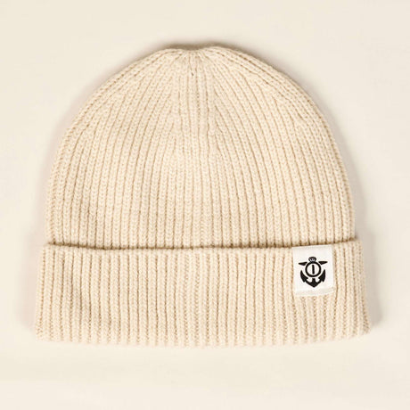 Anchor Label Ribbed Knit Beanie - Oatmeal | Married to the Sea