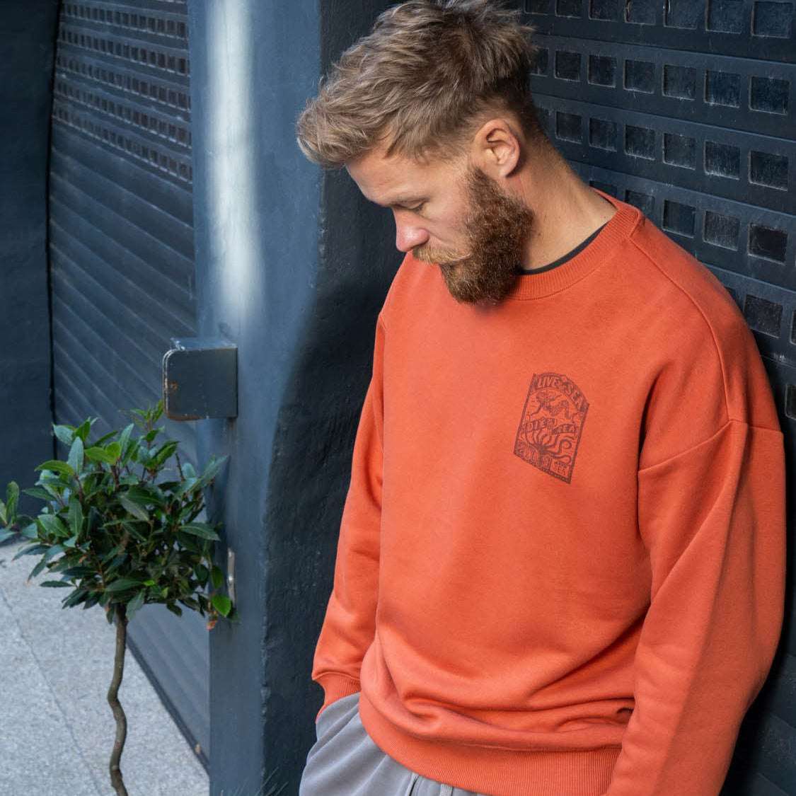 Octopus Oversized Crew | Burnt Brick