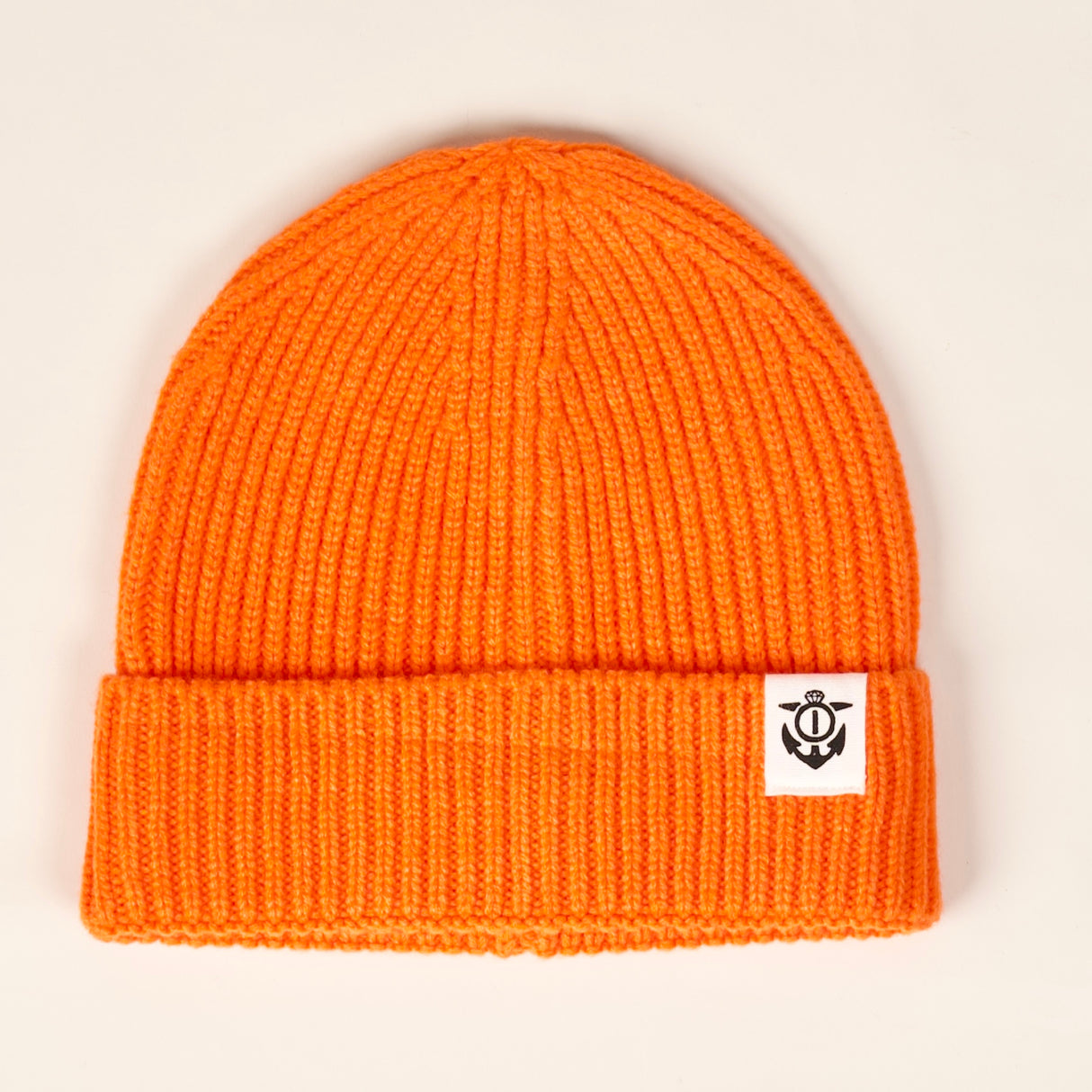 Anchor Label Ribbed Knit Beanie - Tangerine | Married to the Sea