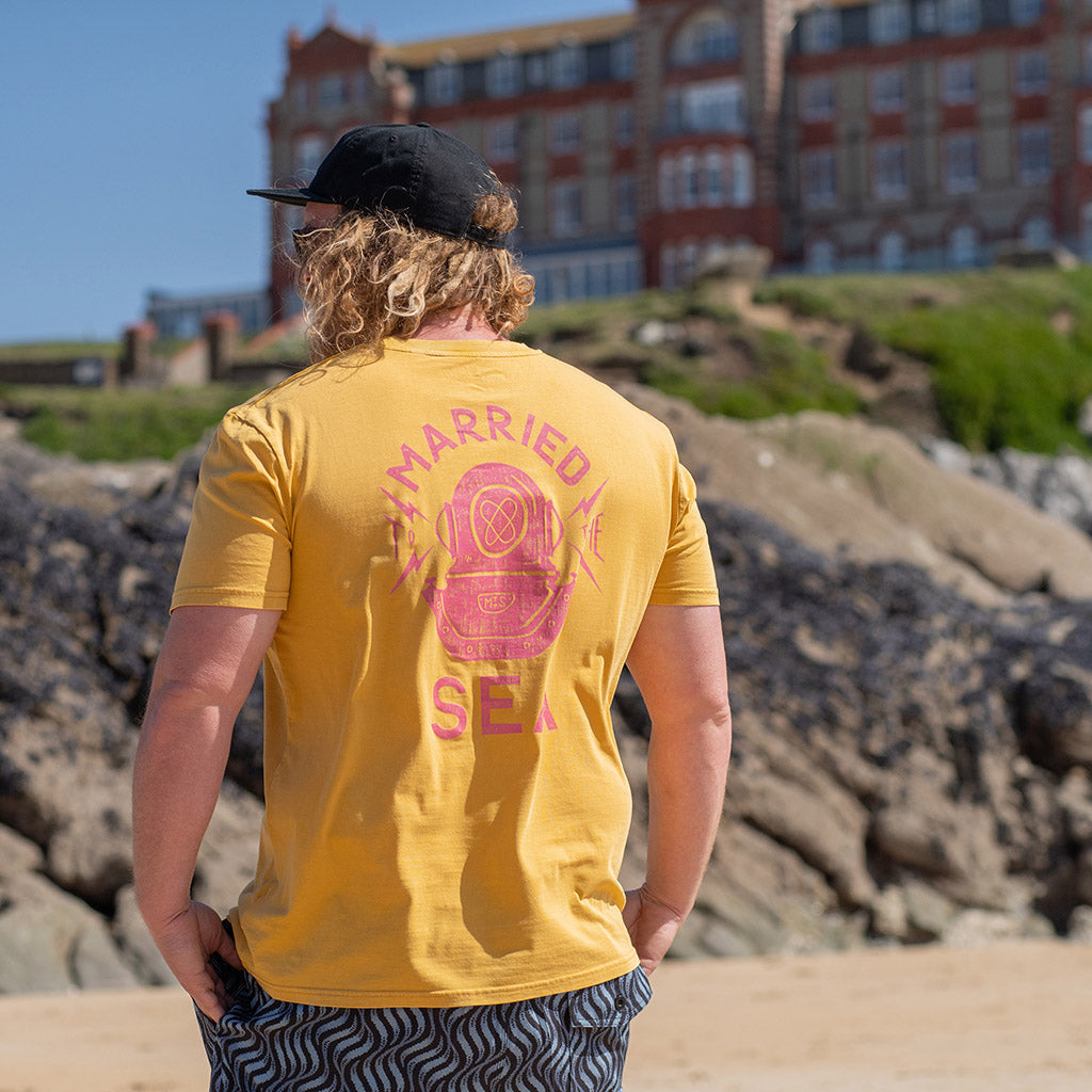 Diver T-Shirt Dyed Gold Ochre Married to the Sea Surf Shop Married to the Sea