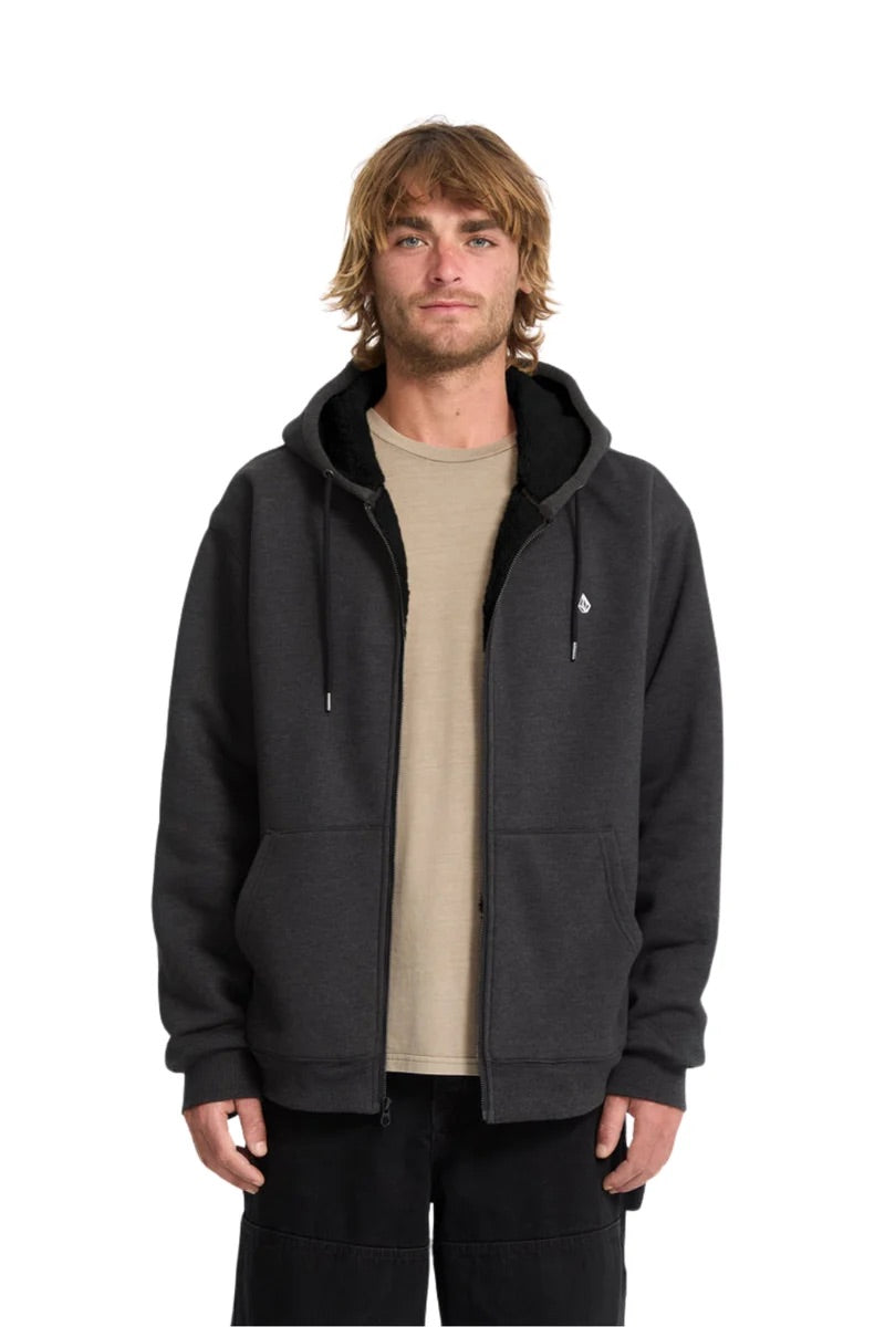 Volcom - Single Stone Lined Zip Hoodie | Heather Black