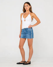 Rusty- Flip Mommy Low Rise Mini Denim Skirt | Blasted Middy Blue / Blue