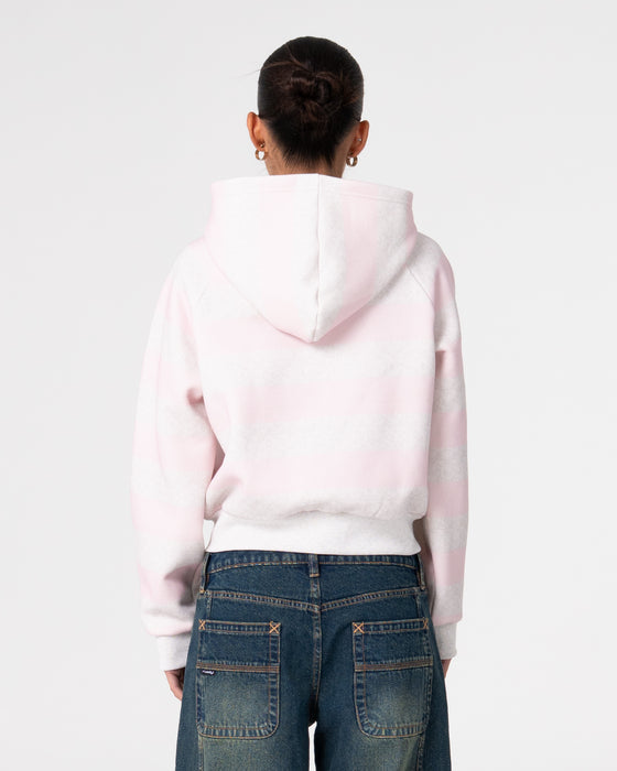 Rusty - G6 Cropped Zip Thru Hooded Fleece | Ecru Marle/Pink