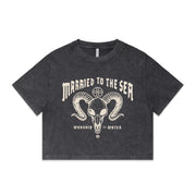 The G.O.A.T Crop T-Shirt - Stone Washed Black | Married to the Sea