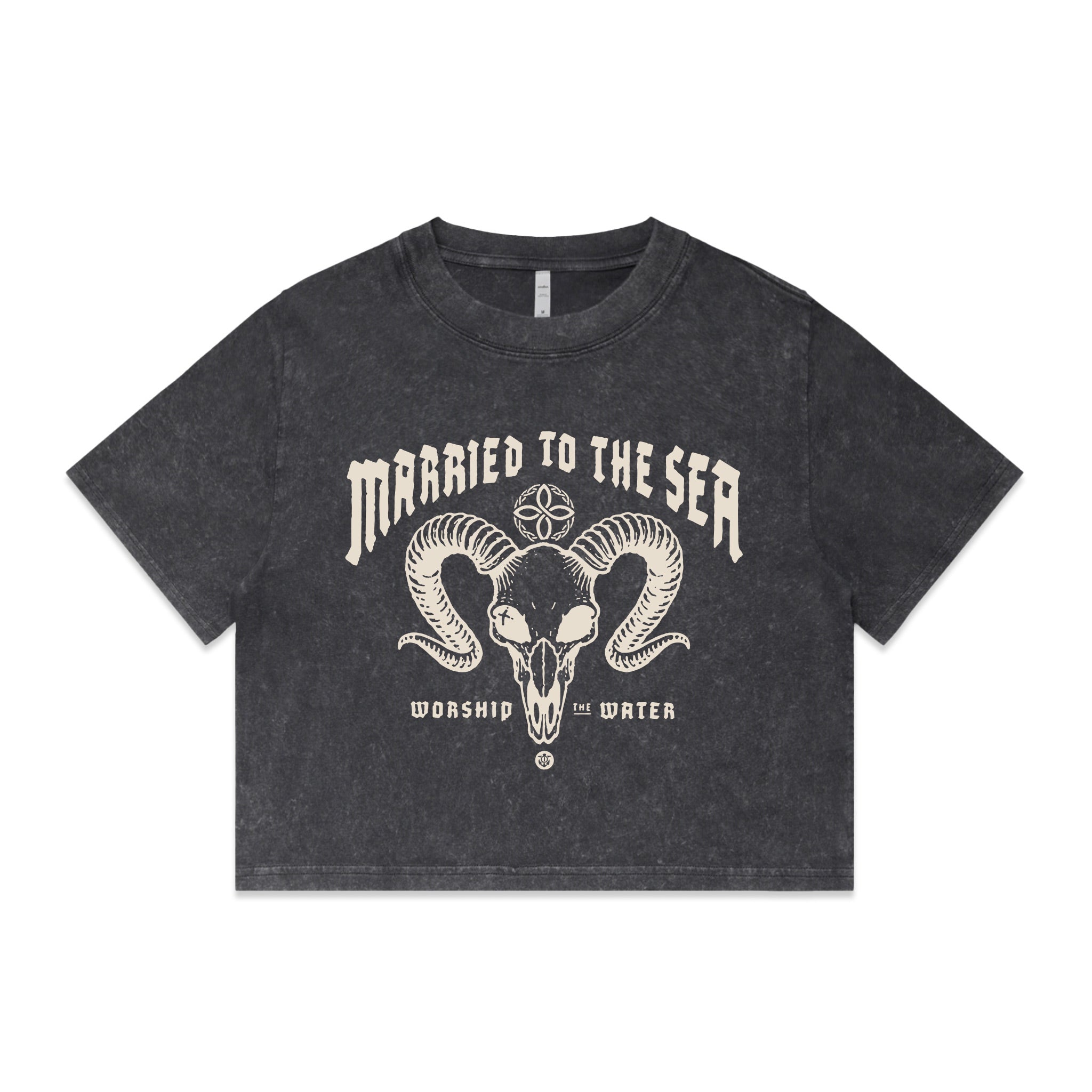 The G.O.A.T Crop T-Shirt - Stone Washed Black | Married to the Sea