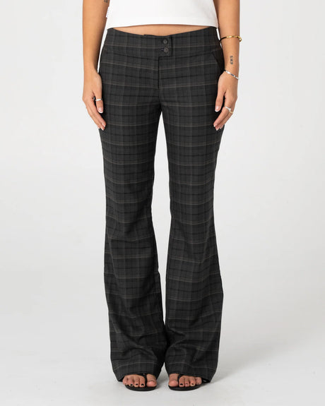 Rusty - Plaid Mummy Low Rise Suit Pant | Carbon Plaid