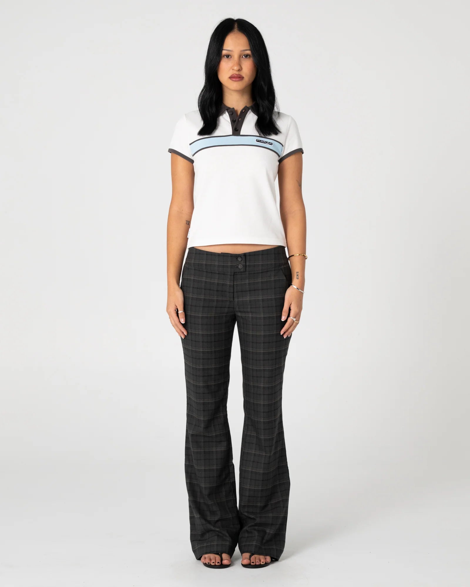 Rusty - Plaid Mummy Low Rise Suit Pant | Carbon Plaid