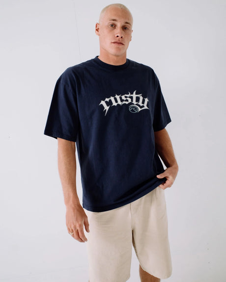 Rusty- Monty Short Sleeve Tee | Navy Blue