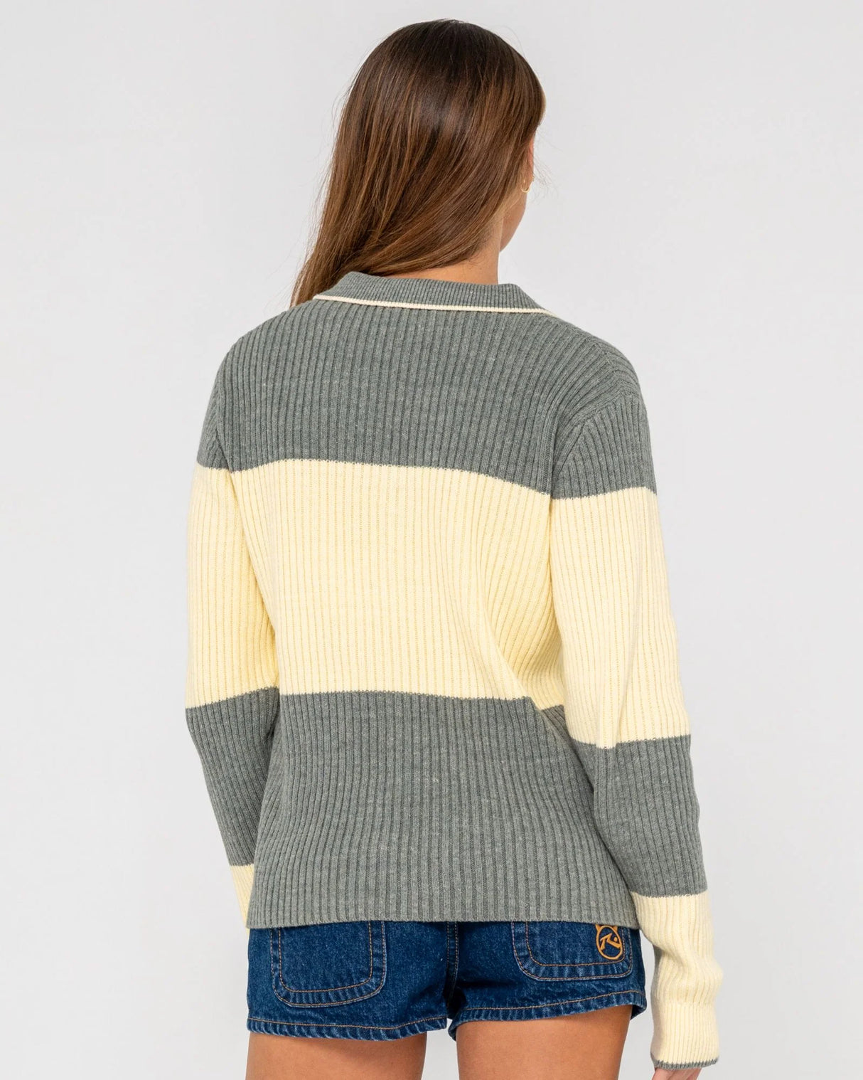 Rusty- Try Me Rugby Top | Grey/Yellow