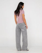 Rusty - Flip Mommy Low Rise Wide Leg Denim Jean | London Summer/ Baby Pink