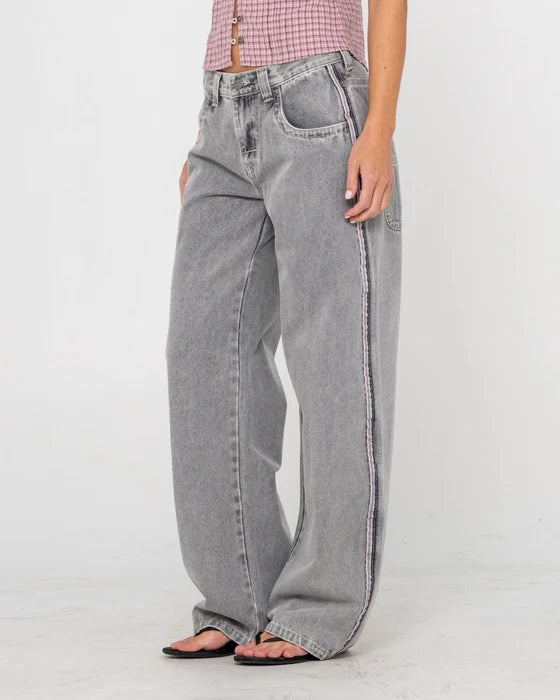 Rusty - Flip Mommy Low Rise Wide Leg Denim Jean | London Summer/ Baby Pink