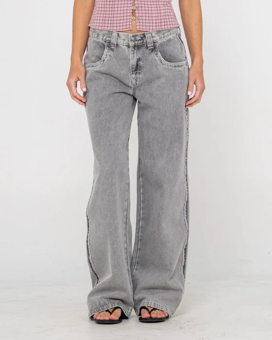 Rusty - Flip Mommy Low Rise Wide Leg Denim Jean | London Summer/ Baby Pink