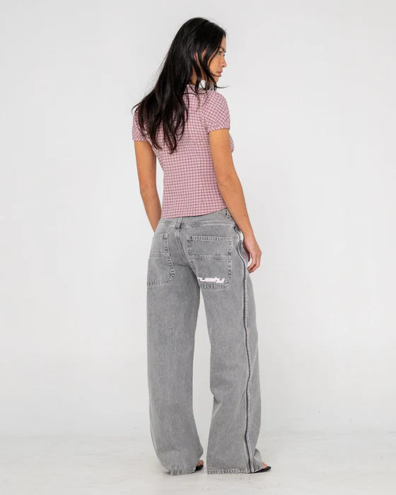 Rusty - Flip Mommy Low Rise Wide Leg Denim Jean | London Summer/ Baby Pink