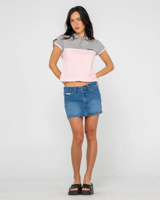 Rusty- Insert Dad Joke Baby Polo Tee | Pink/ Grey