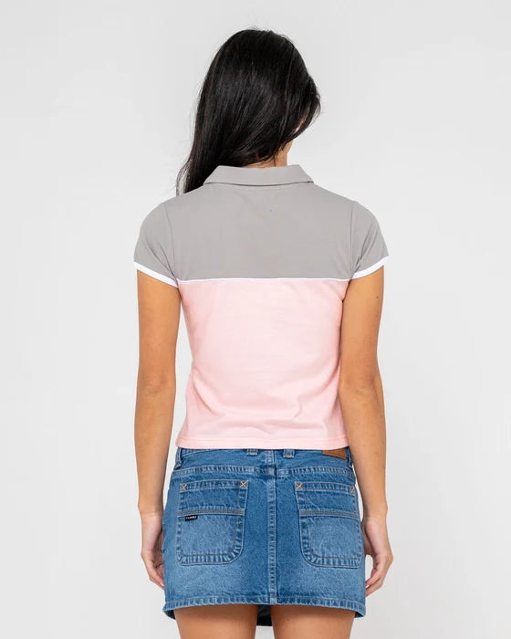 Rusty- Insert Dad Joke Baby Polo Tee | Pink/ Grey