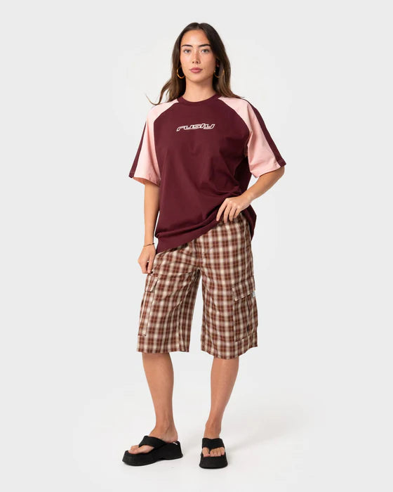 Rusty- klooney Oversized Tee | Burgandy /Pink