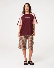 Rusty- klooney Oversized Tee | Burgandy /Pink