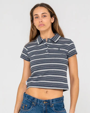 Rusty- Nello Polo Mini Tee | Grey/Navy