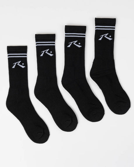 Rusty- Comp Mid Calf 4 sock pack | Black