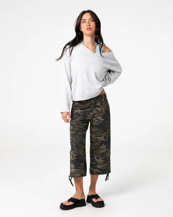 Rusty - Valid Vee Neck Slouch Knit | Ecru Marle