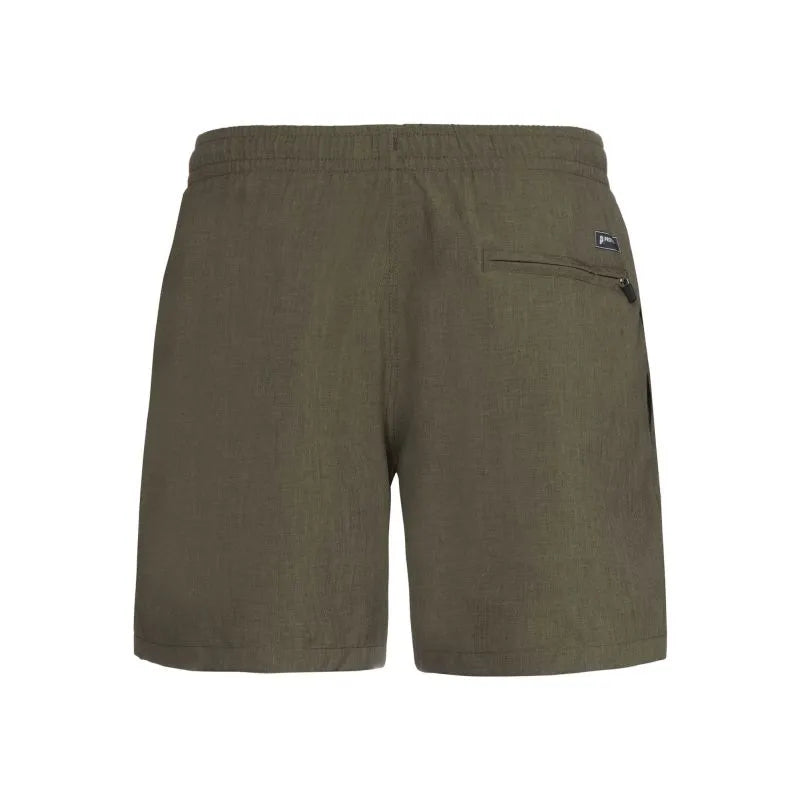 Men's dark green shorts with elastic waist and side pockets