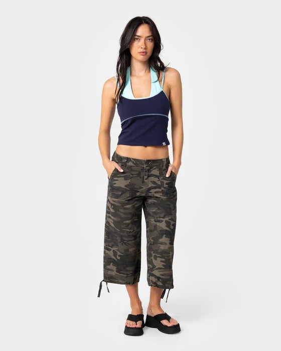 Rusty - Sweat Mock Layer Halter Tank Top | Navy Blue