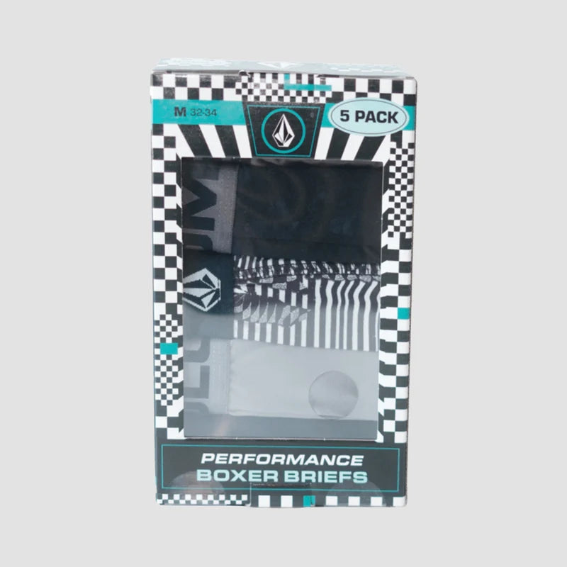 Volcom performance boxer briefs 5-pack, multi mix in black and gray
