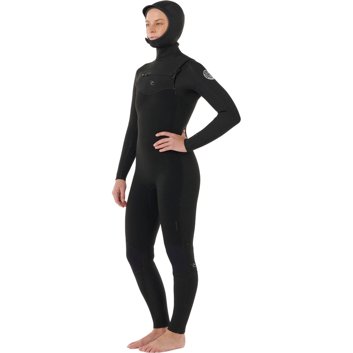 Rip Curl Women’s- Hooded Dawn Patrol Pro 5/4 Chest Zip Wetsuit | Black