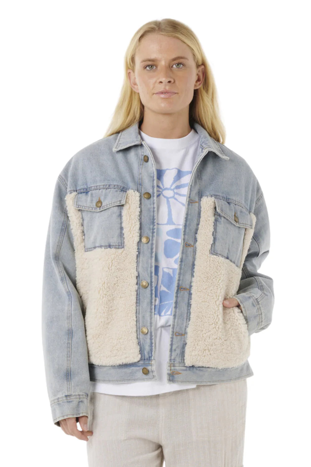 Rip Curl - Cruisin Sherpa Denim Jacket | Washed Blue