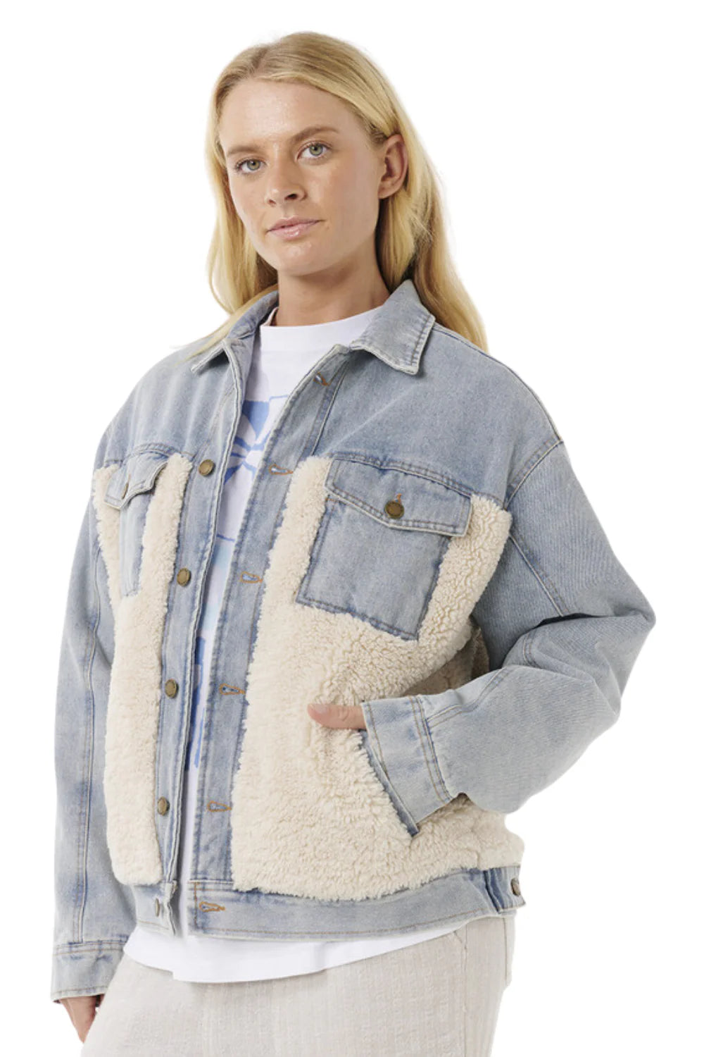 Rip Curl - Cruisin Sherpa Denim Jacket | Washed Blue