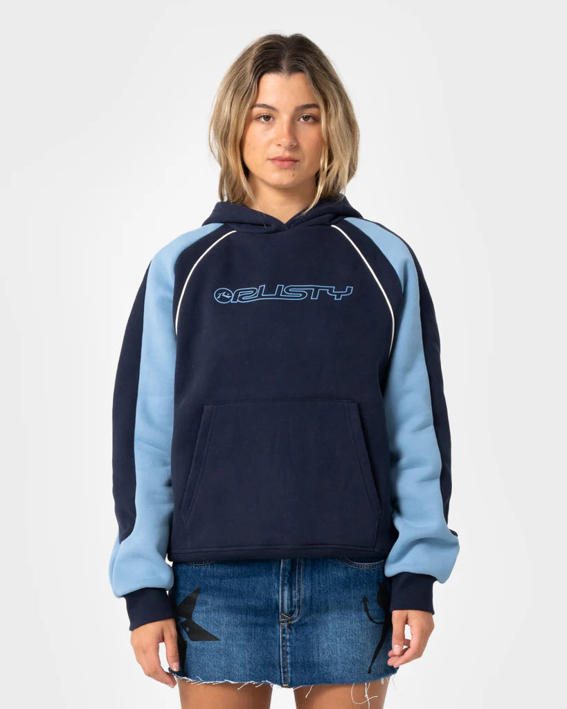 Rusty - Black Splice Oversized Hooded Fleece | Navy/Blue