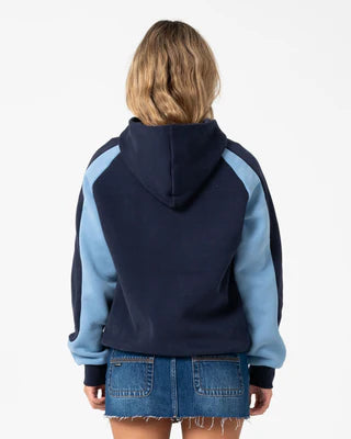 Rusty - Black Splice Oversized Hooded Fleece | Navy/Blue