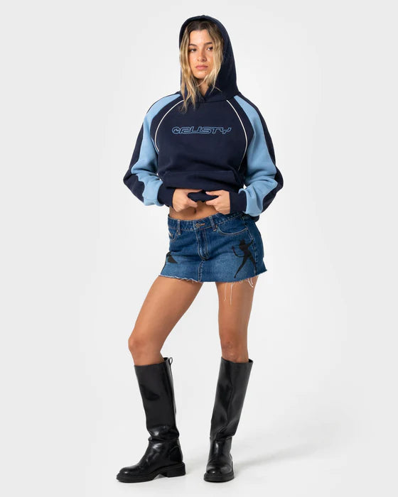 Rusty - Black Splice Oversized Hooded Fleece | Navy/Blue