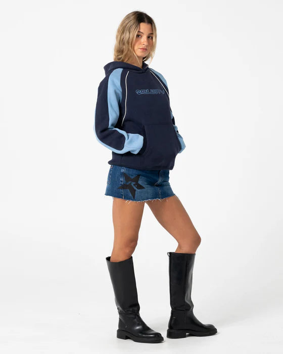 Rusty - Black Splice Oversized Hooded Fleece | Navy/Blue
