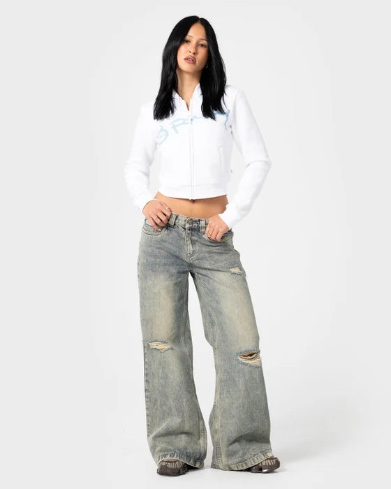 Rusty - Mccop Crop Zip Thru Hooded Fleece | White