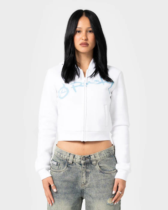 Rusty - Mccop Crop Zip Thru Hooded Fleece | White