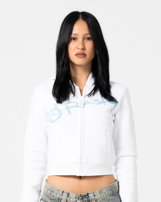 Rusty - Mccop Crop Zip Thru Hooded Fleece | White