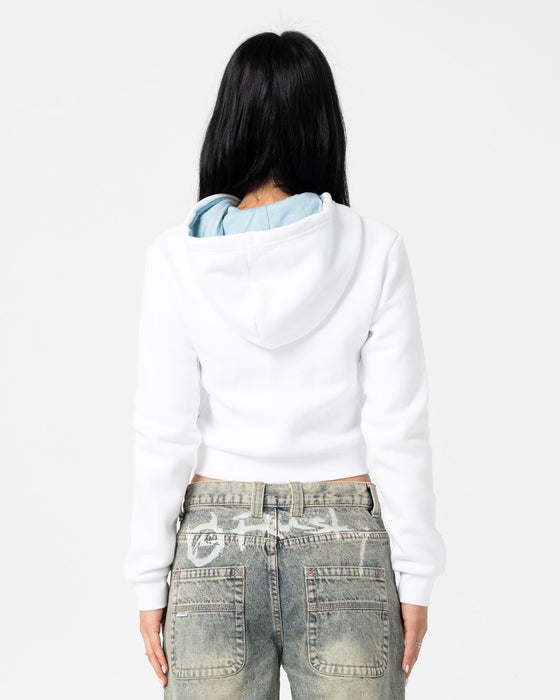 Rusty - Mccop Crop Zip Thru Hooded Fleece | White
