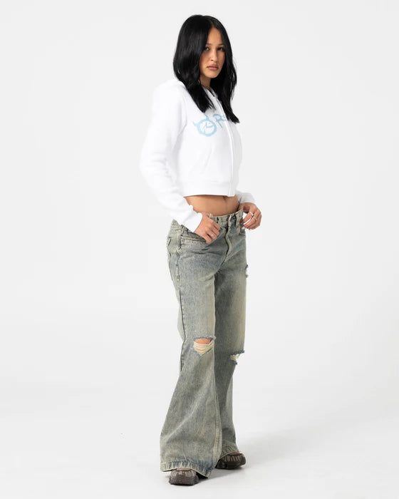 Rusty - Mccop Crop Zip Thru Hooded Fleece | White