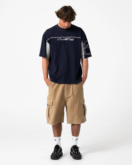 Rusty - Cyber Stripe Short Sleeve Tee | Navy Blue